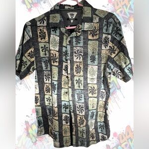 VISSLA Black and Green Patterned Casual Shirt